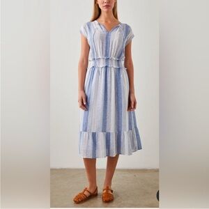 Rails NWOT Ashlyn Nevis Striped Linen Midi Dress Small Coastal Cowgirl Vacation